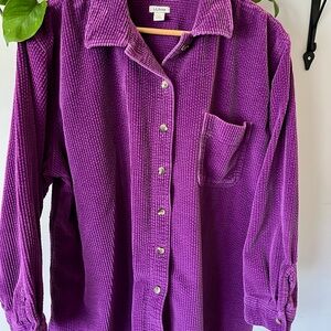 L.L. Bean Vibrant Purple Corduroy Button-Down Shirt